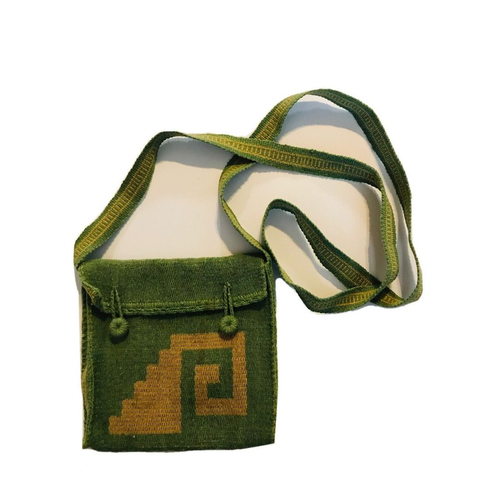 South American Peru Small Bag Shoulder Purse Green Hippie Boho
